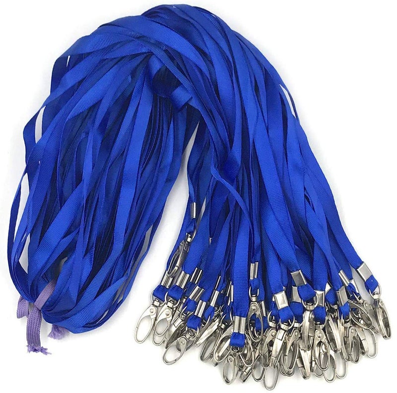 Beebel Blue Lanyards 50Pcs 18" Lanyard with Badge Clip - Image 1